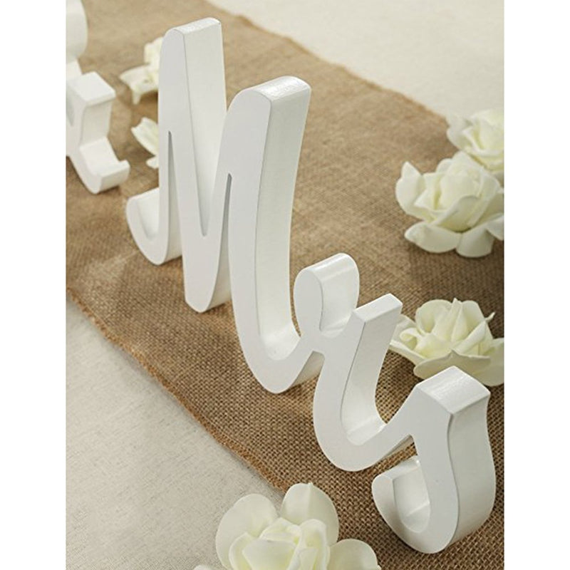 WHIZMAX Wooden MR & MR Letter Gay Wedding Props Table Ornaments White