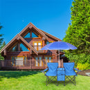 GAOMON Double Folding Picnic Camping Chairs with Umbrella Blue