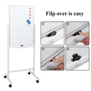 GAOMON 120x60cm Vertical Movable Double-sided Whiteboard with Stand Office Classroom White