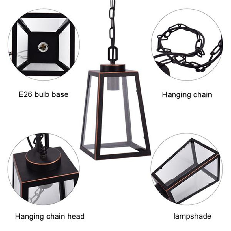 REDCOLOURFUL 110-240v Chandelier E26 Lantern Pendant Light for Dining Room Kitchen Hallway Black