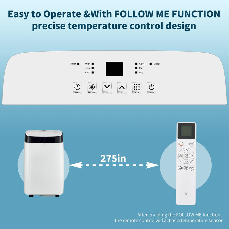 Portable Air Conditioner With Follow Me Remote Control