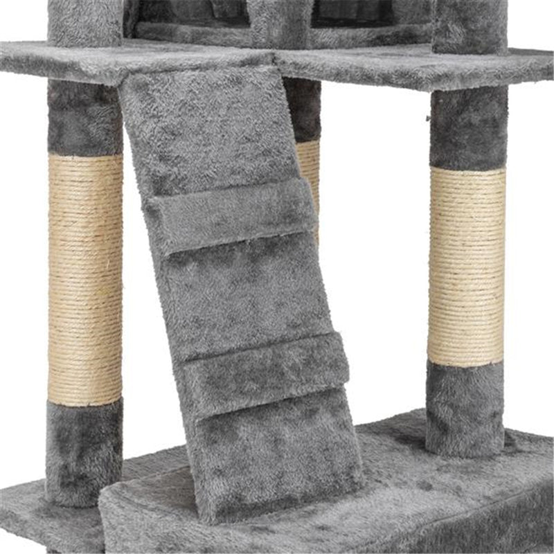 BEESCLOVER 66 Inch Sisal Cat Climbing Frame Cat Tree Tower Cat Pet Toy GREY