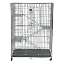 GAOMON Pet Wire Cage Folding Game Fence Portability Cat Nest with Climbing Ladder Silver