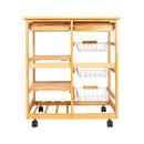 GAOMON Wooden Dining Cart with 2-Drawer Removable Storage Rack Shelf