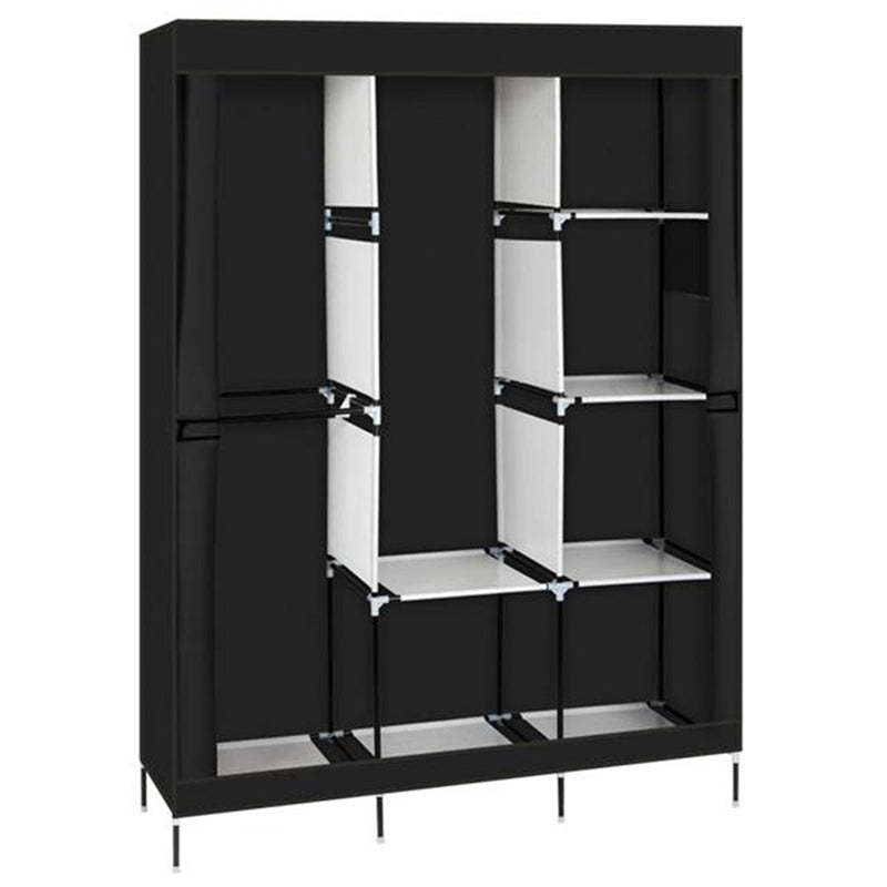 RONSHIN Portable Closet Wardrobe Clothes Rack 4-tier 8-rack W/3 Hanger 125*43.18*180cm Black