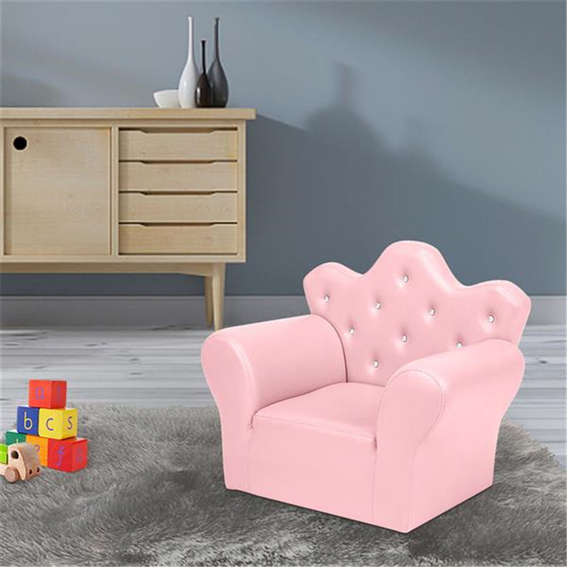 ALICIAN Children Sofa Solid Wood Composite Board Crown-Shape Single Sofa Pink