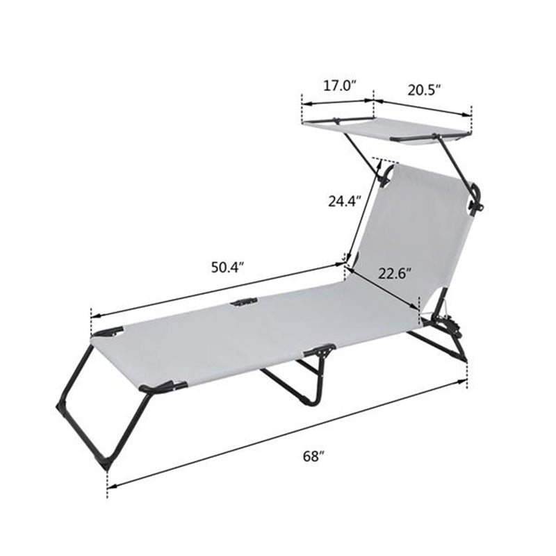 ALICIAN Outdoor Foldable Triple Folding Bed with Head Canopy Grey