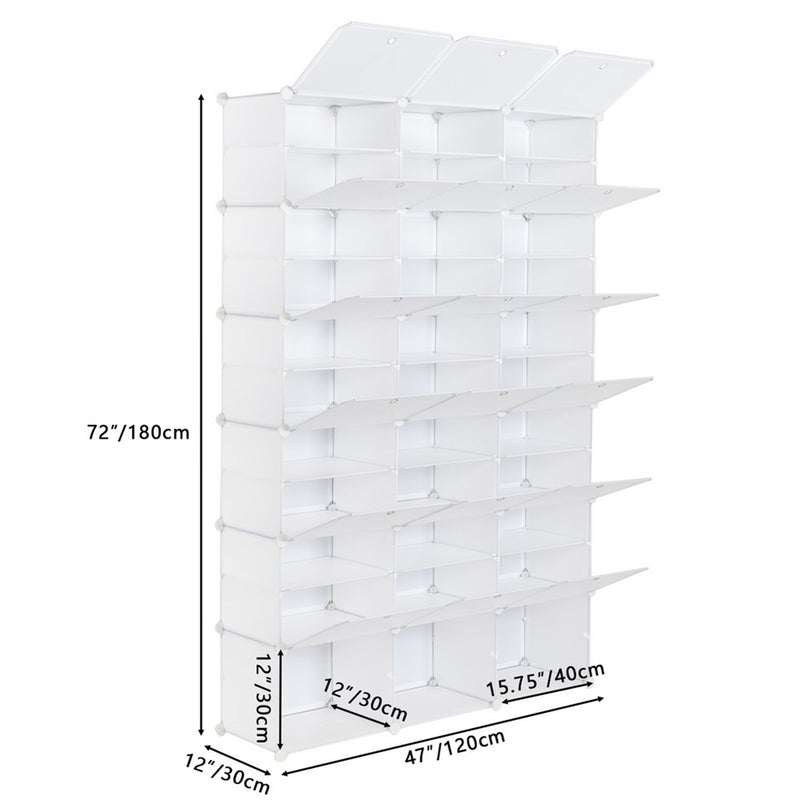 RONSHIN 3 Rows 12-tier Portable Shoe Rack Organizer Shoe Cabinet 122 x 32 x 180cm White