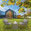 GAOMON 3 Pcs/set Patio Table Chair Set Outdoor Single Chair + Coffee Table Grey