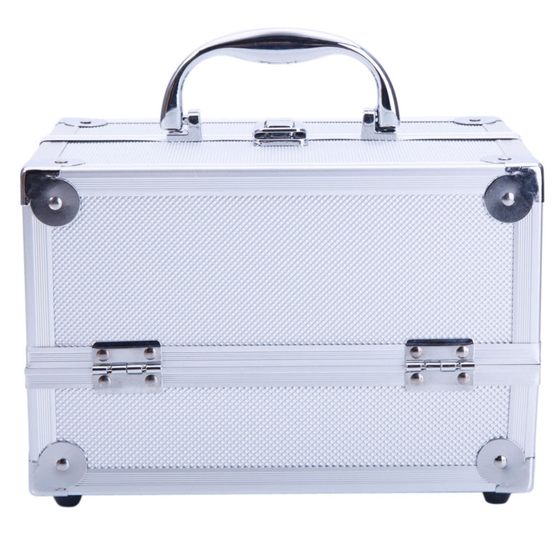 SHININGLOVE Portable Cosmetic Case Train Case Jewelry Box Organizer Silver
