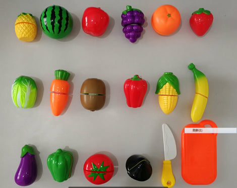YIWA 18pcs Kitchen Pretend Cutting Fruit Playset Cutting Toys