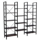 GAOMON Triple Wide 5 Tier Bookshelf Industrial Style Multipurpose Storage Rack Bookcases