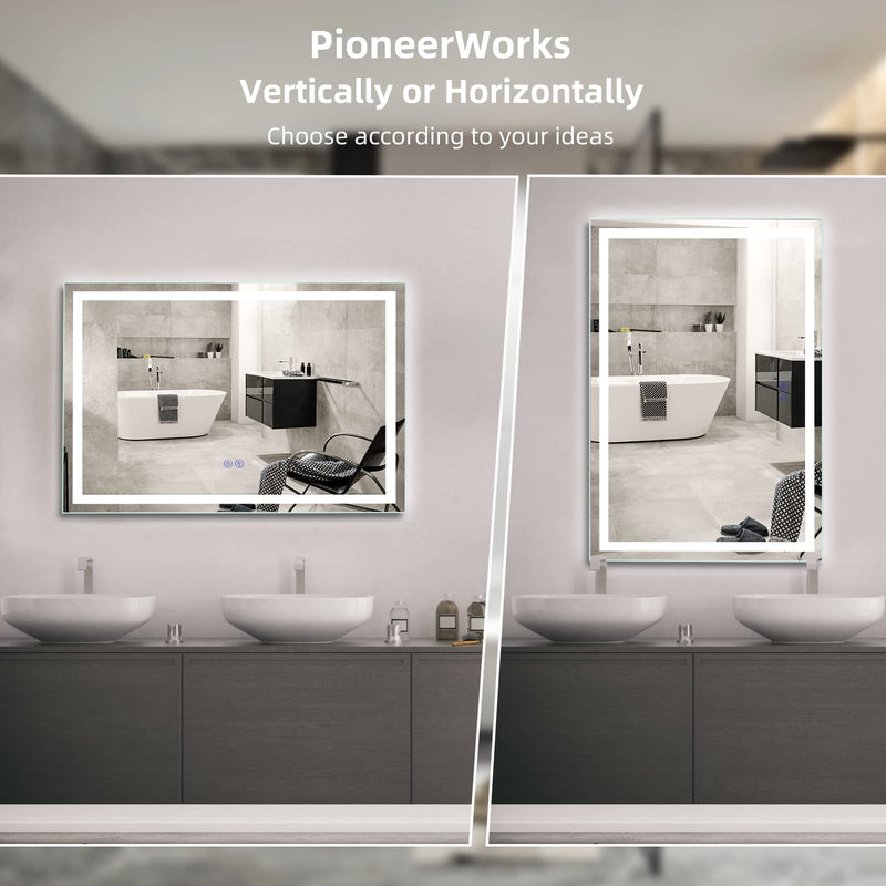 GARVEE LED Bathroom Mirror 24 x32  Large Dimmable Wall Mirrors Front Backlight Anti Fog Shatter-Proof