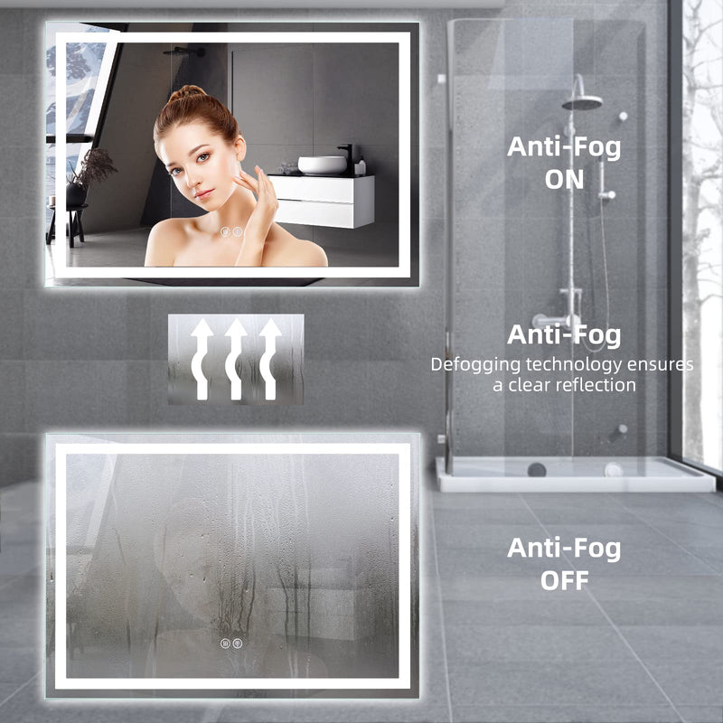GARVEE LED Bathroom Mirror 24 x40 Large Dimmable Wall Mirrors with Front & Backlight Anti-Fog Shatter-Proof