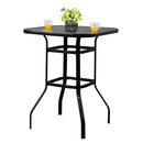 GAOMON Iron Patio High Bar Table 5mm Tempered Glass Exquisite Workmanship Table