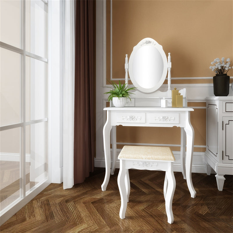 AMYOVE Mirror Dresser Mdf Modern Concise 4-Drawer Removable Mirror Dresser