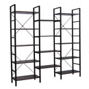 GAOMON Triple Wide 5 Tier Bookshelf Industrial Style Multipurpose Storage Rack Bookcases