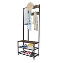 GAOMON 2-in-1 Coat Rack with 2 Layer Mesh Clothes Organizer with Hooks Brown