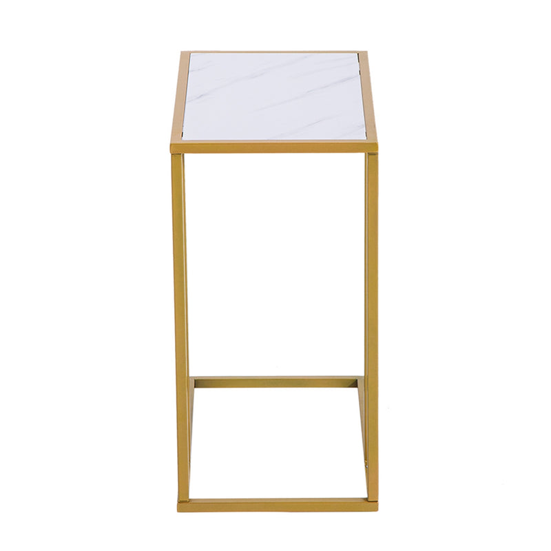AMYOVE Marble Side Table Easy to Assemble Table with Sturdy Table Legs 30x48x61cm