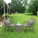 GAOMON 3 Pcs/set Patio Table Chair Set Outdoor Single Chair + Coffee Table Grey