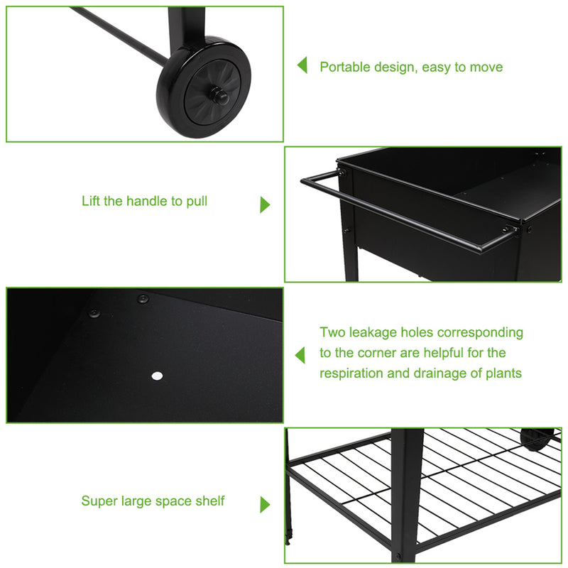 AMYOVE Lightweight Planting Box with Wheels for Yard Garden Patios