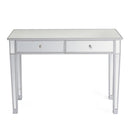 GAOMON Dressing Table Bedroom Table Glass Mirror Table with Two Drawers Silver