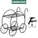 GAOMON 2-Tier Flower Pot Stand Garden Cart Design Plant Holder Black