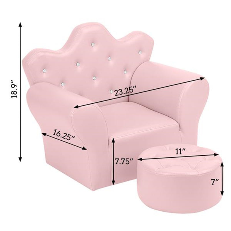 ALICIAN Children Sofa Solid Wood Composite Board Crown-Shape Single Sofa Pink