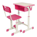GAOMON Student Table Chair Set Adjustable White Paint Wood Grain Surface Plastic Pink