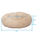 GAOMON Round Plush Pet Bed Fluffy Soft Warm Calming Bed Dog Cat Sleeping Nest Khaki