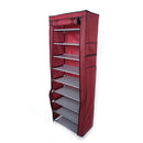 GAOMON 10-layer Shoe Rack Room-Saving Shoe Cabinet Wine Red