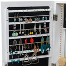 GAOMON Wooden Jewelry Storage Mirror Cabinet Wall Hanging Shelf - White