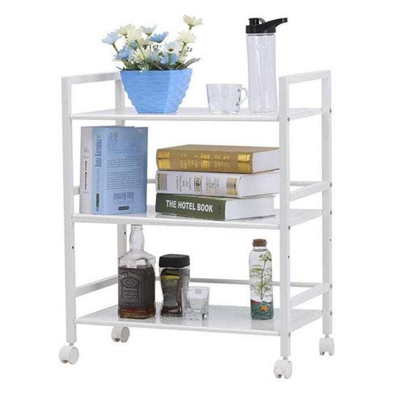 RONSHIN 3-tier Widened Cart Multi-function Layer Cart Movable Storage Rack White