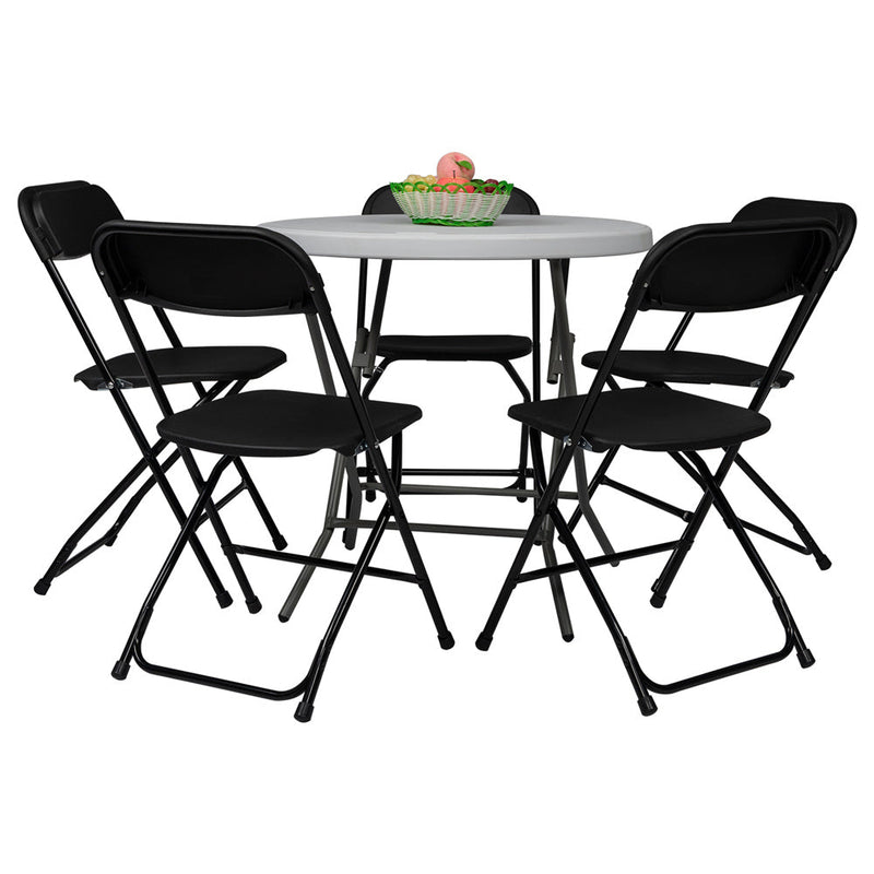 ALICIAN 5pcs Folding Chair Plastic Portable Stackable Patio Stool White