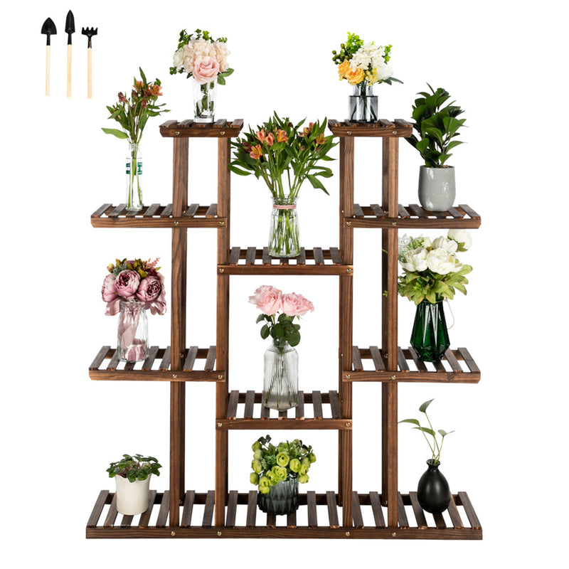 ALICIAN 6-tier 11-base Multi-functional Wood Plant Stand Plant Organizing Rack