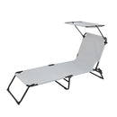 GAOMON Outdoor Foldable Triple Folding Bed with Head Canopy Grey