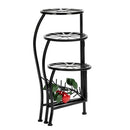 GAOMON 3-tierd Flower Pot Stand Lacquer Painted Metal Black