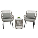 GAOMON 3 Pcs/set Patio Table Chair Set Outdoor Single Chair + Coffee Table Grey