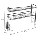 GAOMON Single Layer Bowl Rack Shelf Dish Drainer 90cm Inner Length Kitchen Organizer Black