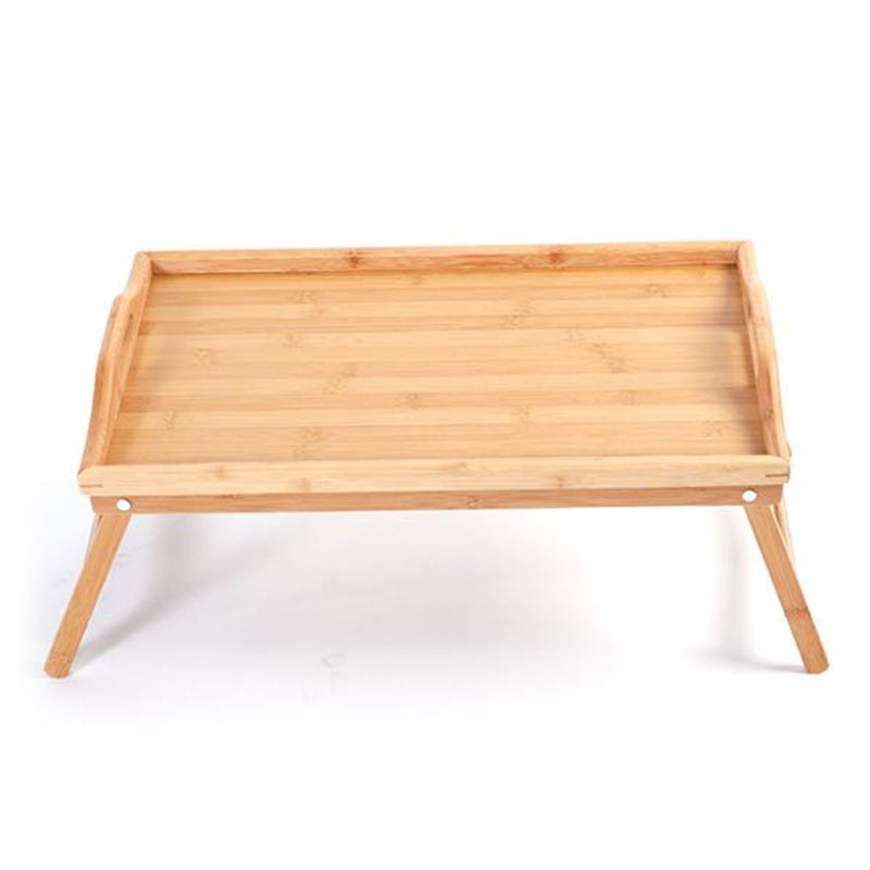 AMYOVE Bamboo Tray Tea Table with Folding Legs Desk Wood Color