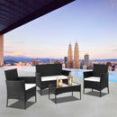 GAOMON 4PCS Rattan Table Chairs Set Includes Arm Chairs Coffee Table Black