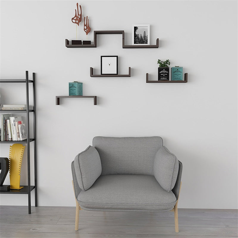 RONSHIN 3pcs Floating Display Shelves U-Shaped Detachable Wall Mounted Storage Wall Shelves