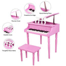GAOMON Children 30-key Wooden Piano With Music Stand 4 feet Piano Toys Pink