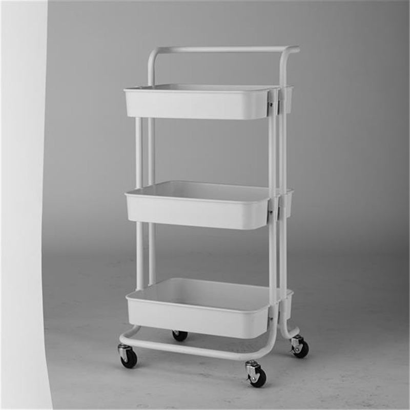 RONSHIN 3 Layers Storage Cart for Kitchen Bedroom Milk White