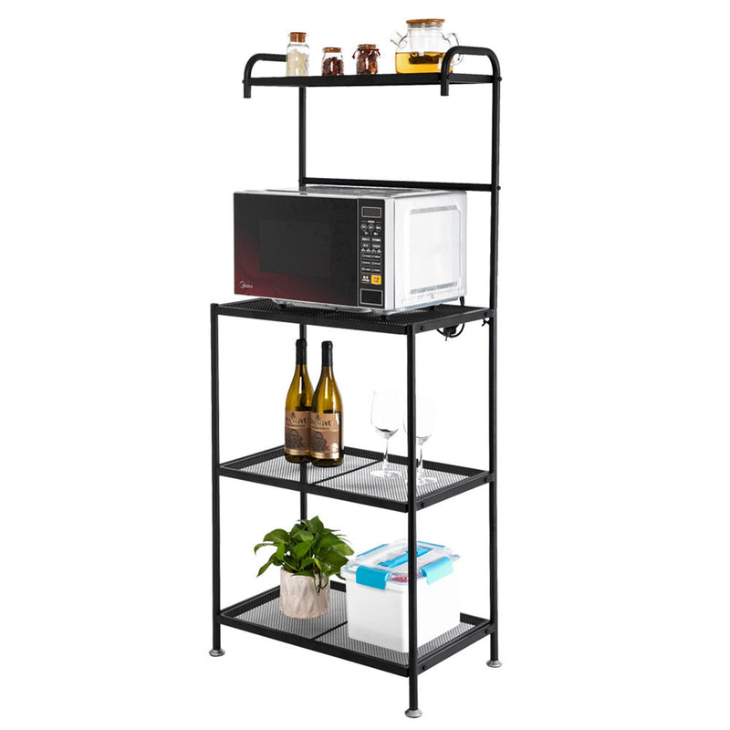 RONSHIN 4-tier Kitchen Shelf with Wire Mesh Storage Rack Black
