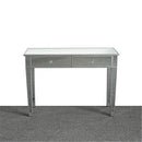 GAOMON Dressing Table Bedroom Table Glass Mirror Table with Two Drawers Silver