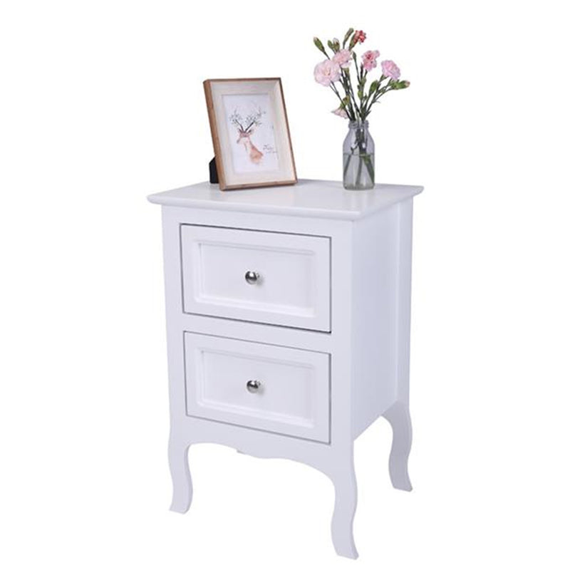 AMYOVE Rural Style Bedside Table Nightstands with 2 Drawers Storage Cabinet White