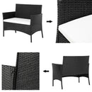 GAOMON 4PCS Rattan Table Chairs Set Includes Arm Chairs Coffee Table Black