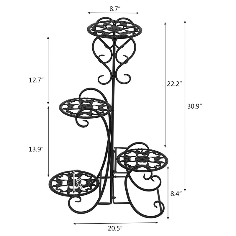 ALICIAN 32.3 inches Plant Stand 4 Potted Metal Shelves Corner Plant Shelf - Round