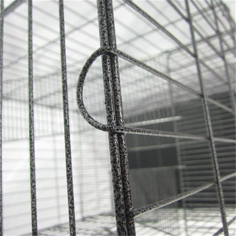 BEESCLOVER Pet Wire Cage Folding Game Fence Portability Cat Nest with Climbing Ladder Silver